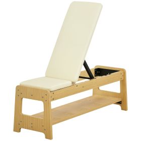 Wooden Adjustable Weight Bench with Dumbbell Rack, Flat or Incline Workout Bench for Home Gym Weight Lifting, White (Option: White-1230x160x430 mm)